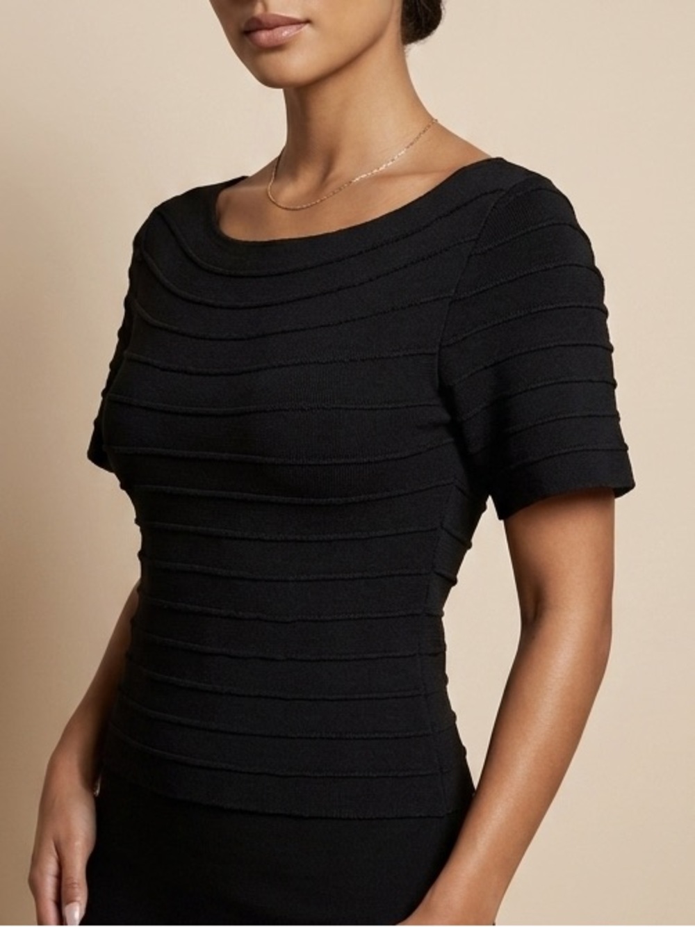 Phillip Lim Black Virgin Wool & Silk Tiered Short Sleeve Crop Top 6